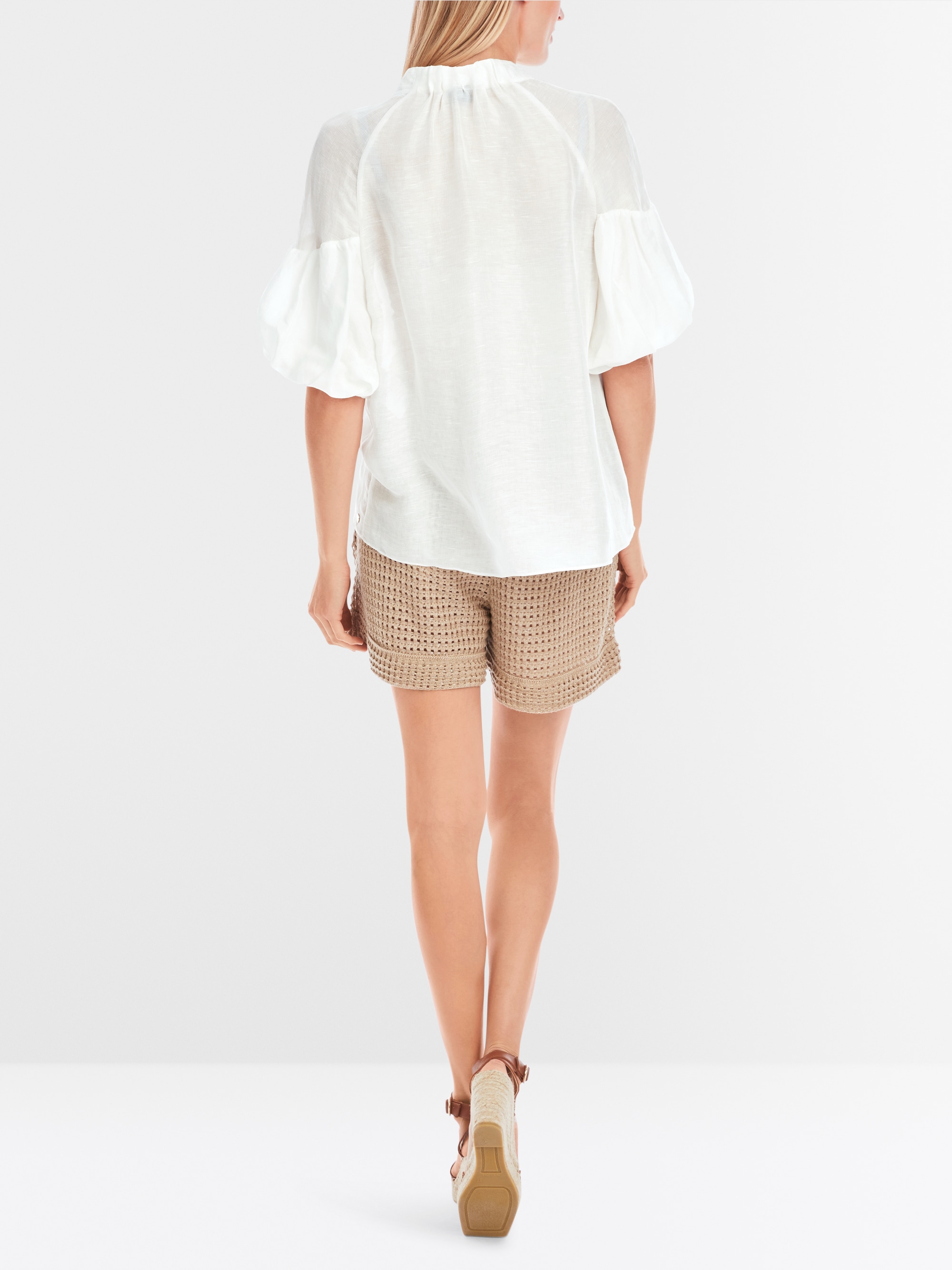 Marc-Cain Plain blouse with balloon sleeves