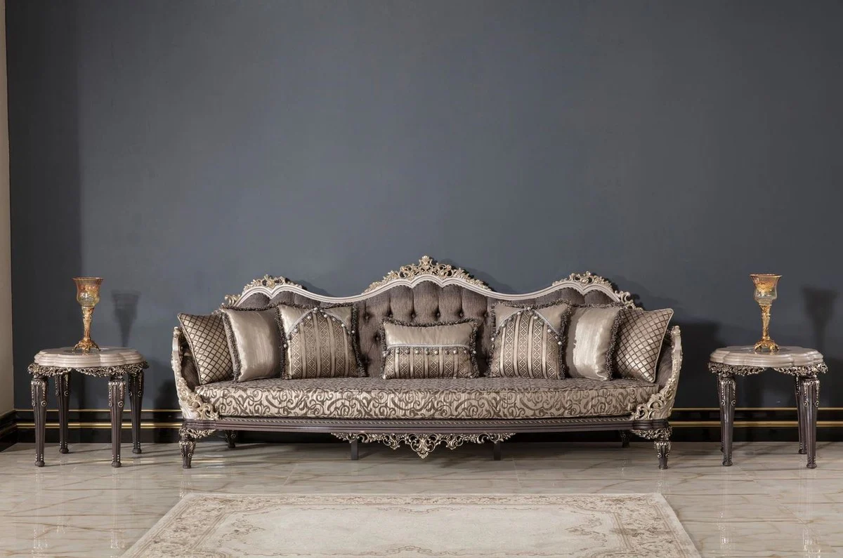 Casa Padrino mesa auxiliar barroco de lujo gris / marr¨®n / oro A. 60 cm - Muebles barrocos