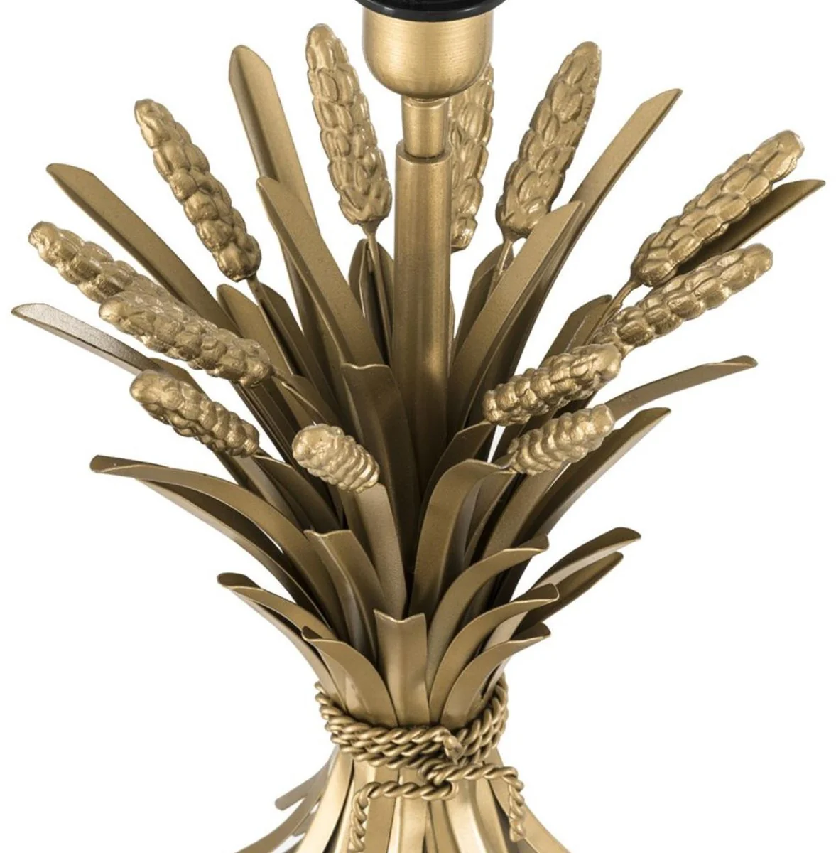 Casa Padrino lámpara de mesa de lujo oro antiguo / negro / blanco Ø 45 x H. 85 cm - Lámpara de Mesa de Diseño con Base de Granito y Pantalla