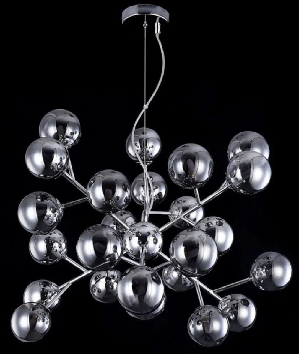 Casa Padrino lámpara colgante de salón de plata Ø 65 x H. 40 cm - Lámpara Colgante con Pantallas Esféricas