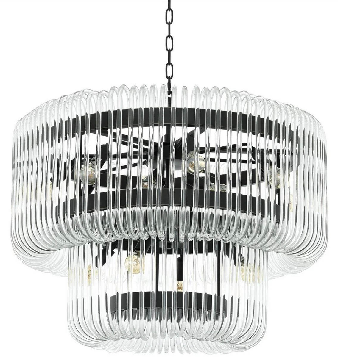 Casa Padrino araña de lujo bronce / vidrio transparente Ø 80 x H. 70 cm - Araña de Salón Redonda