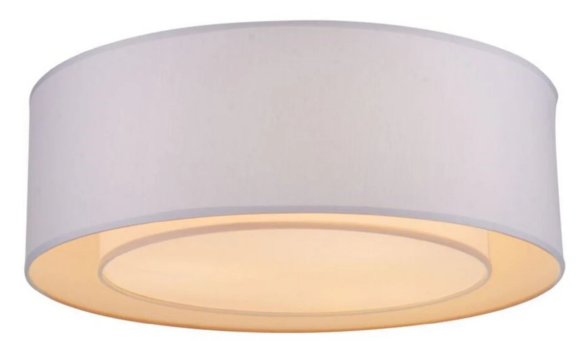 Casa Padrino lámpara de techo blanco / gris Ø 52 x H. 17,5 cm - Luz Moderna y Elegante con Marco de Metal y Cubierta de Tela