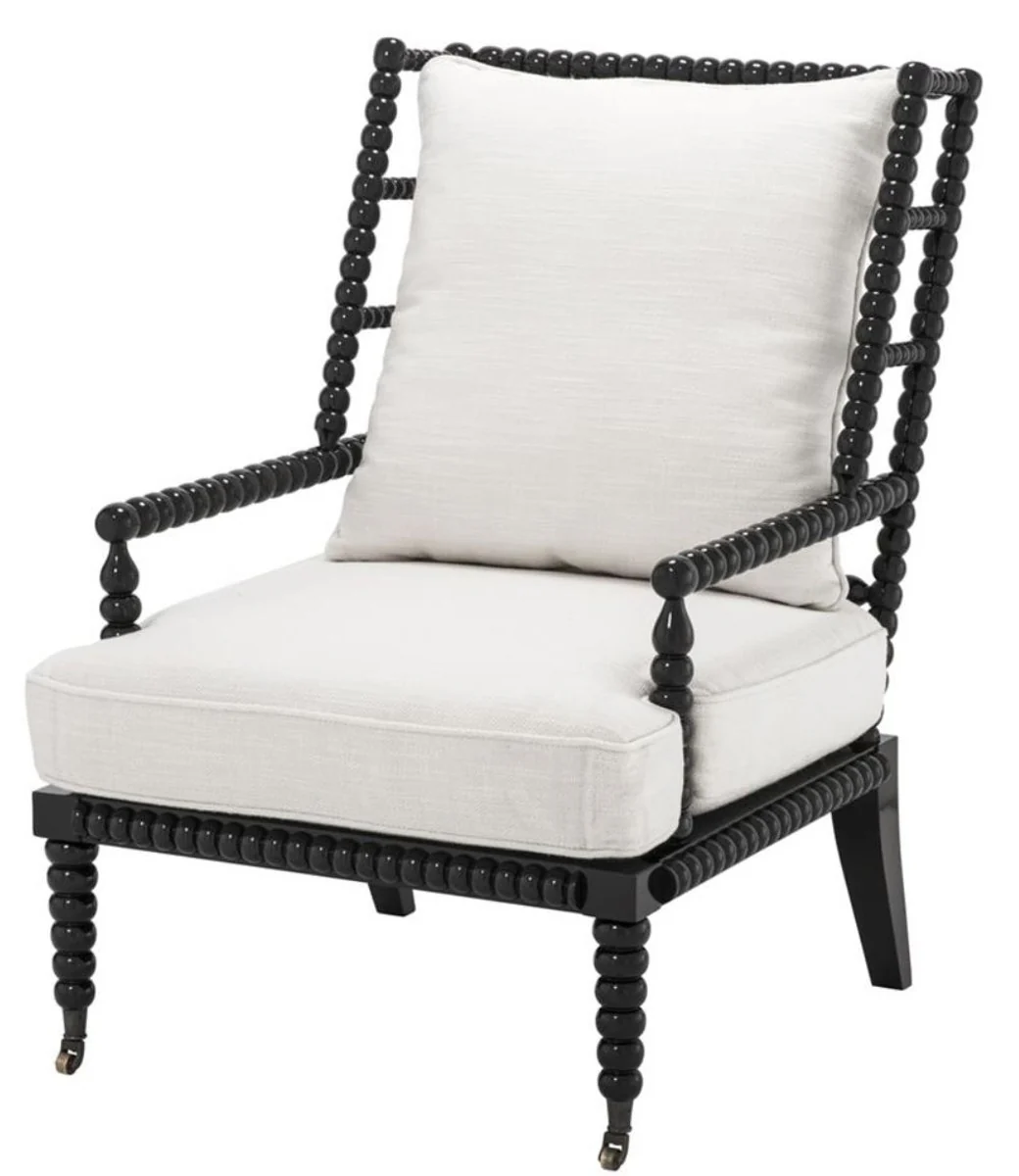 Casa Padrino sillón de caoba de lujo negro / blanco 72 x 95 x H. 108,5 cm - Muebles de Hotel