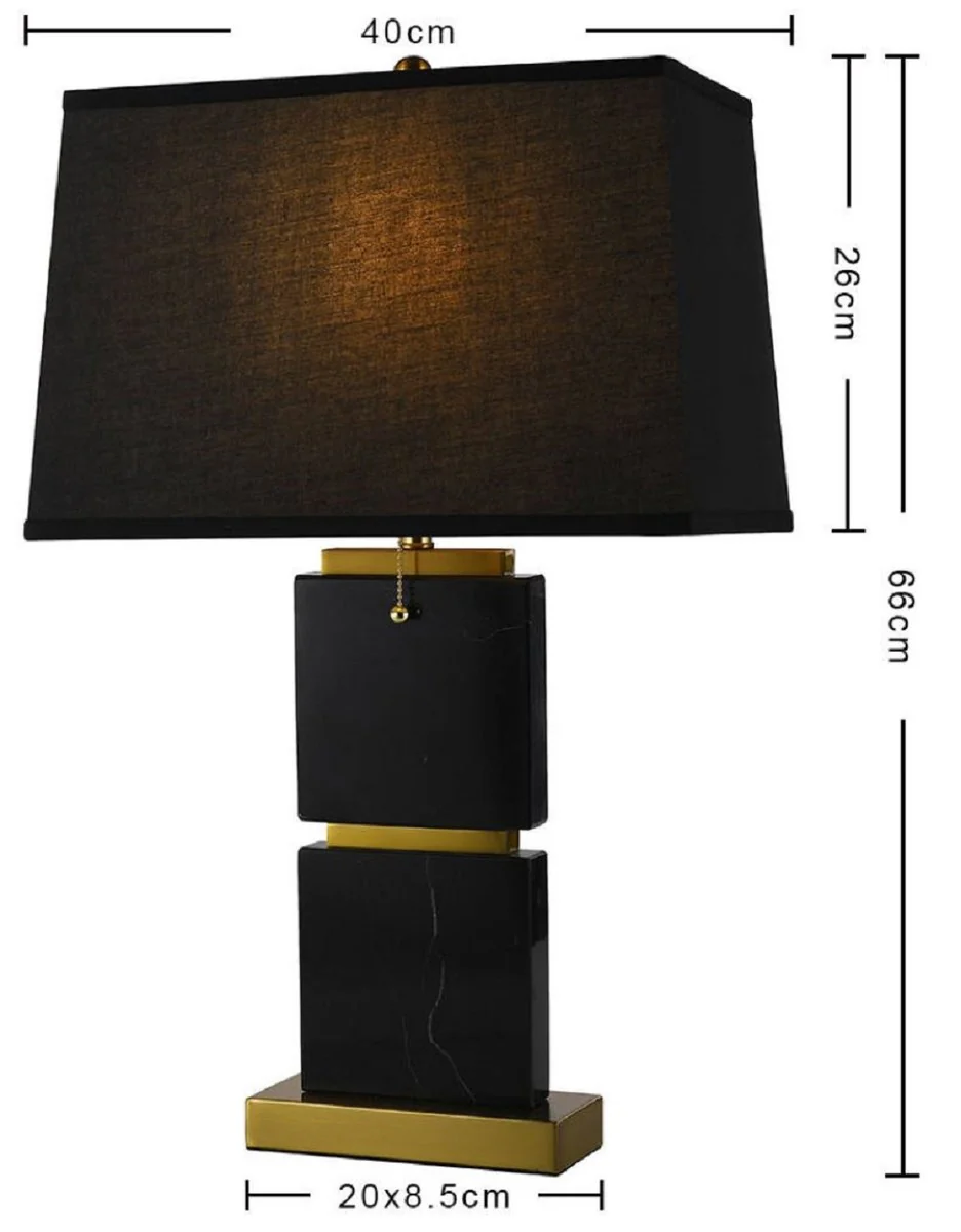 Casa Padrino l¨¢mpara de mesa de m¨¢rmol de lujo negro / oro A. 66 cm