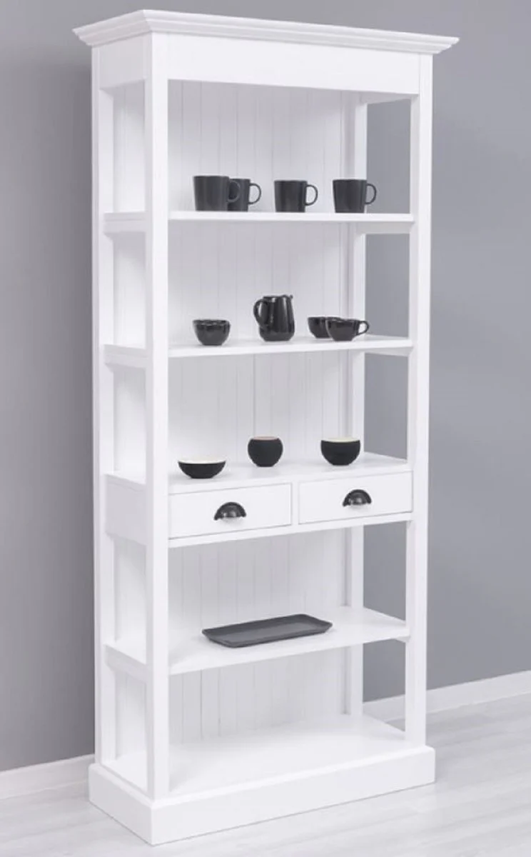 Casa Padrino armario de estilo campestre blanco 91 x 39 x A. 197 cm - Armario de comedor de estilo campestre - Muebles de madera maciza - Muebles de estilo campestre