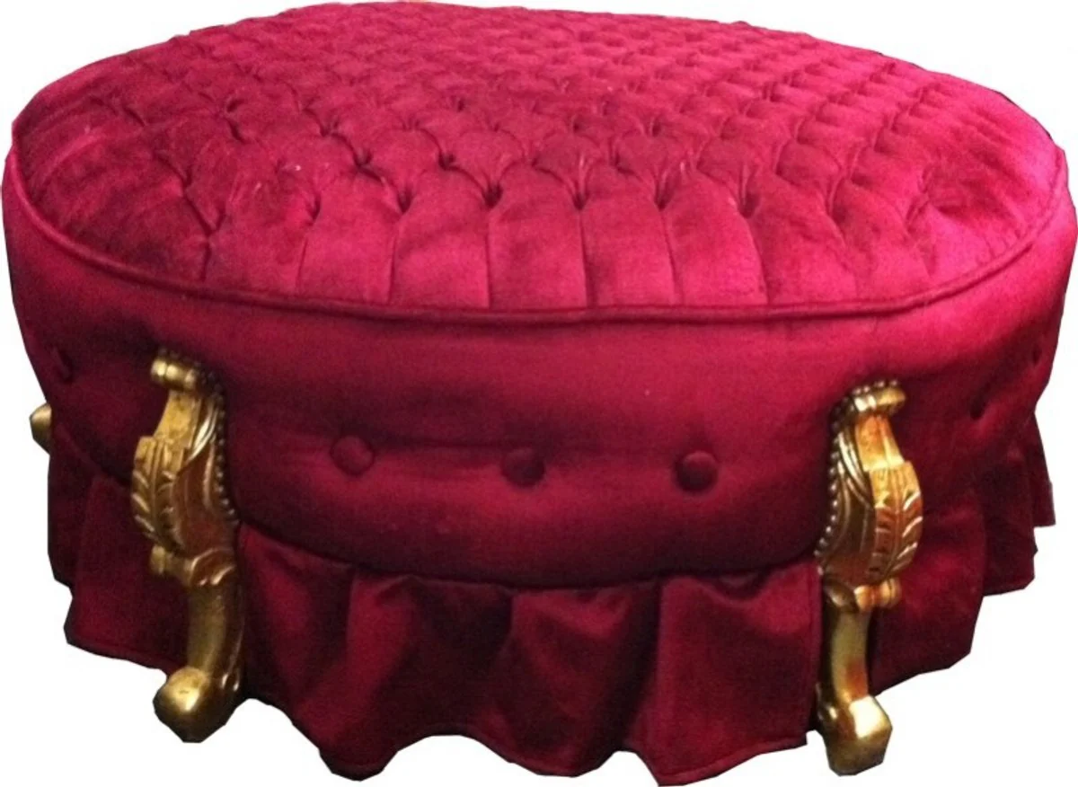Enorme barroco taburete redondo de heces Burdeos / Oro