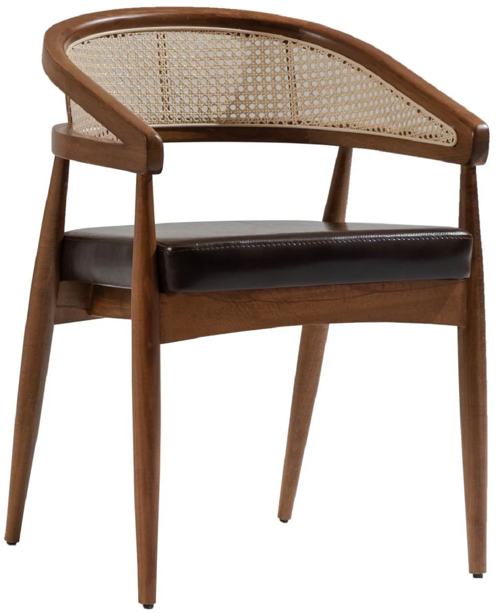 Casa Padrino silla de comedor de lujo con reposabrazos marr¨®n / natural / negro A. 79 cm