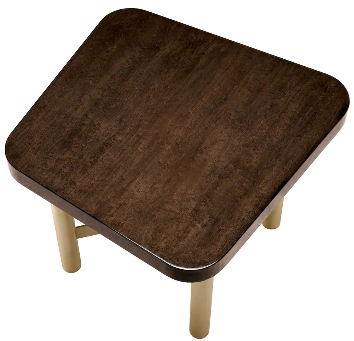 Casa Padrino mesa auxiliar de lujo marr¨®n alto brillo / lat¨®n 64,5 x 64,5 x A. 50 cm - Mesa cuadrada con tablero de madera maciza - Muebles de sal¨®n - Muebles de lujo - Interiores de lujo