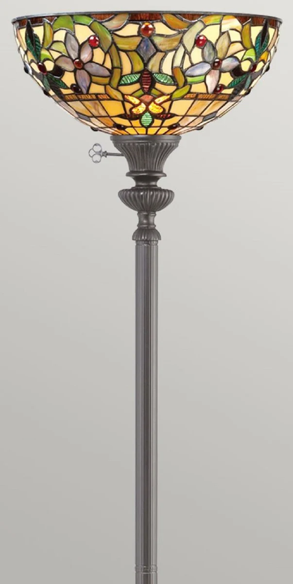 Casa Padrino lámpara de pie Tiffany de lujo multicolor / bronce vintage Ø 36 x A. 178 cm - Tiffany lámpara de pie - Luces Tiffany - Lámparas de pie Tiffany - Lámparas de pie para salón y oficina