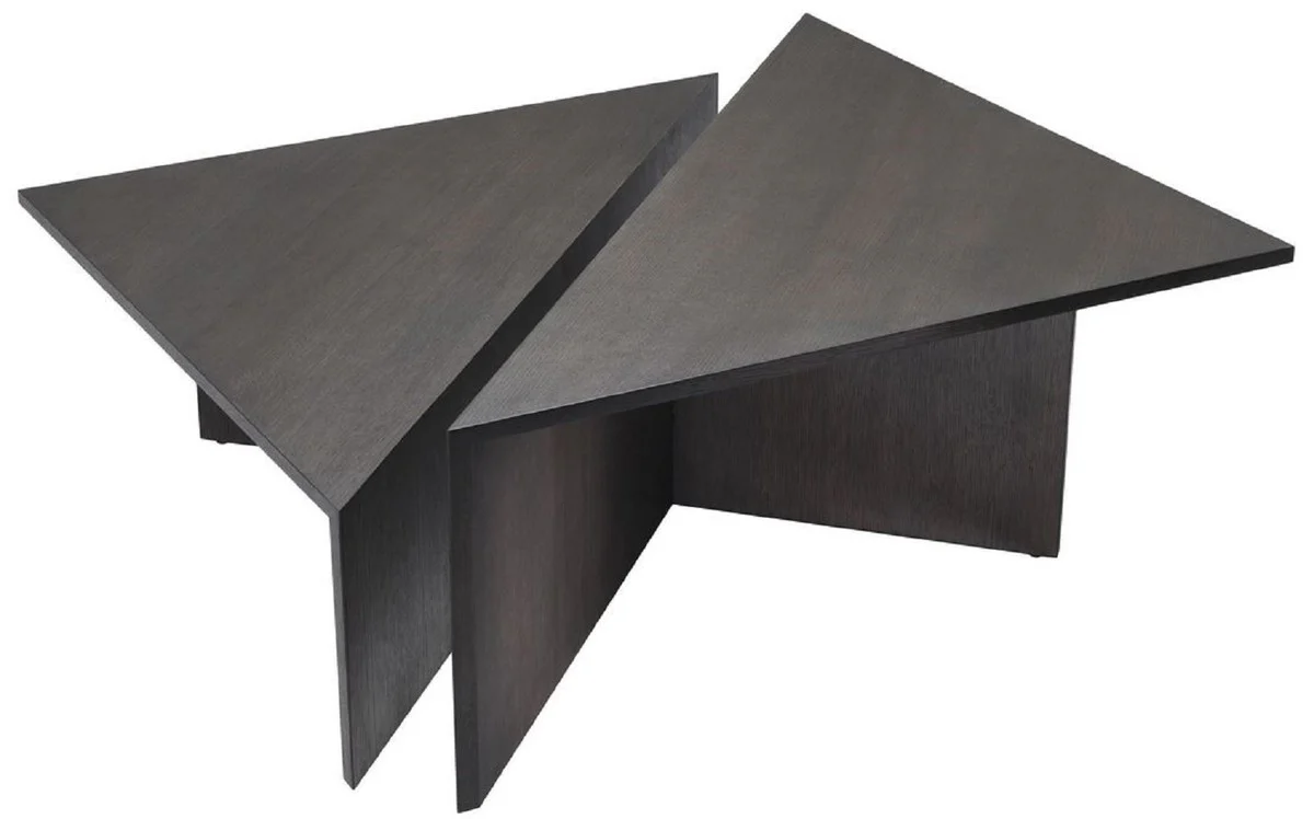 Casa Padrino conjunto de mesa de centro de lujo moca - 2 Mesas de sal¨®n de chapa de roble - Muebles de Sala - Calidad de Lujo