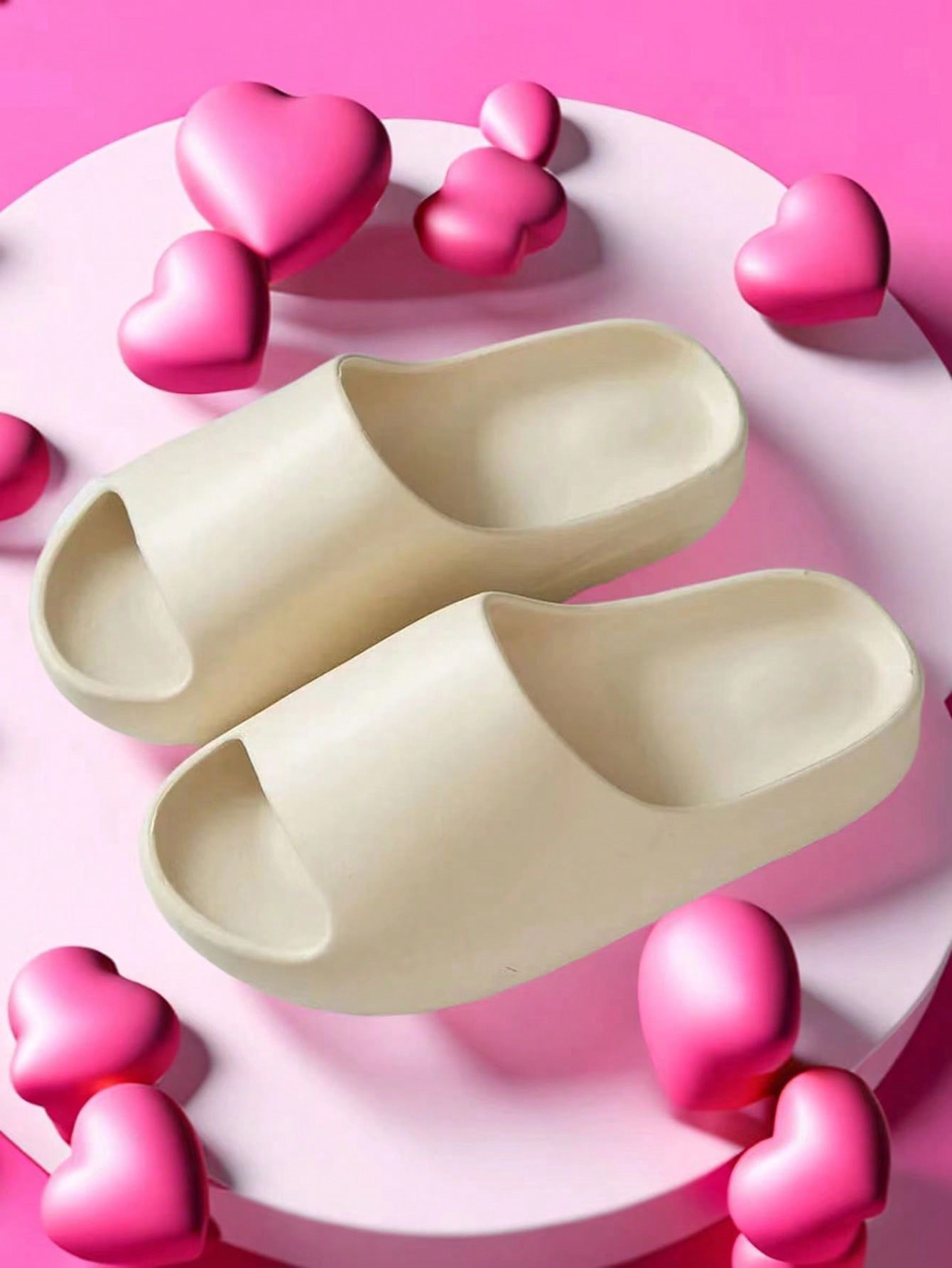 Unisex Chunky Slide Sandals, Couple Soft Indoor Outdoor Slipper Shoes, White