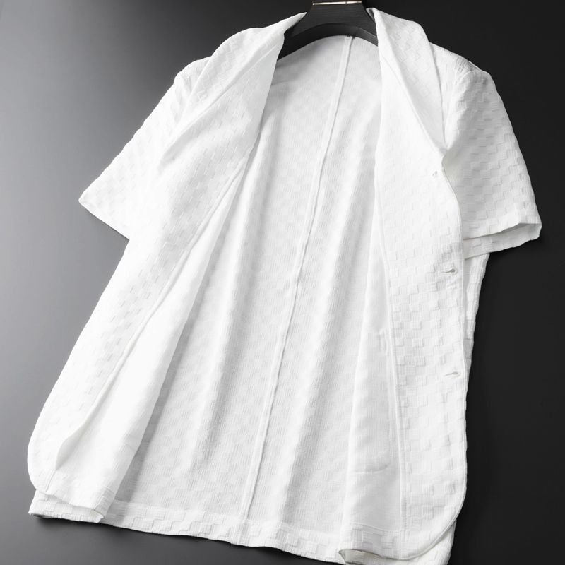 Men's White Casual Fashion Two Piece Set