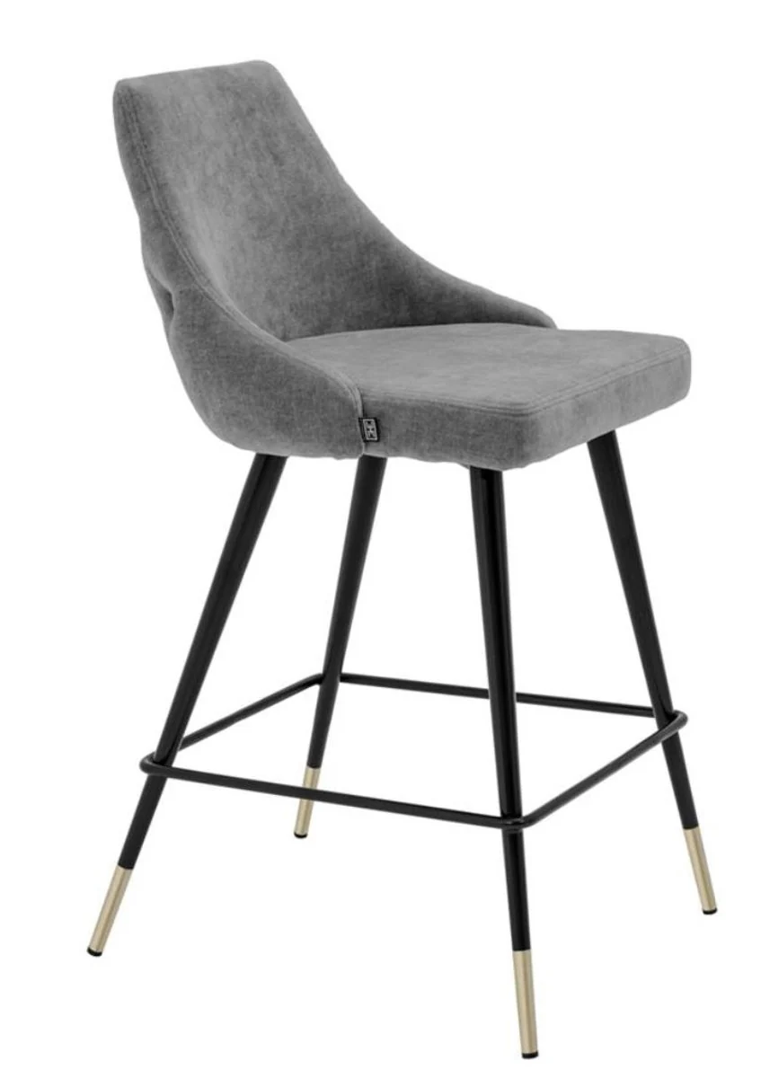 Casa Padrino luxury bar chair gray / black 47 x 52 x H. 91 cm - Luxury Bar Furniture