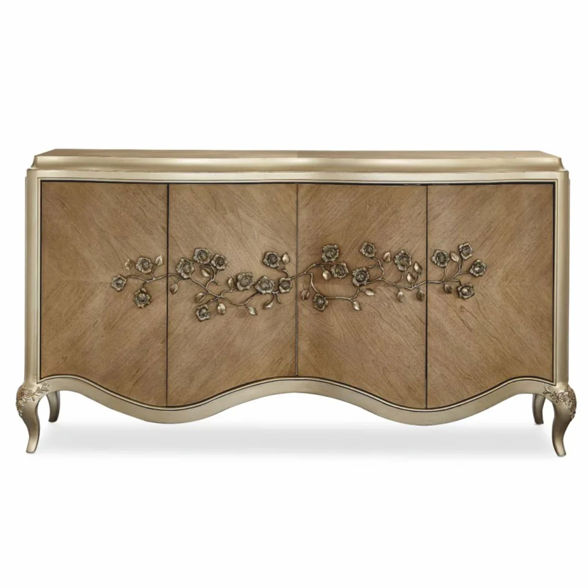Casa Padrino Aparador Barroco de Lujo Marr¨®n / Oro Champ¨¢n 183 cm - Muebles Barrocos