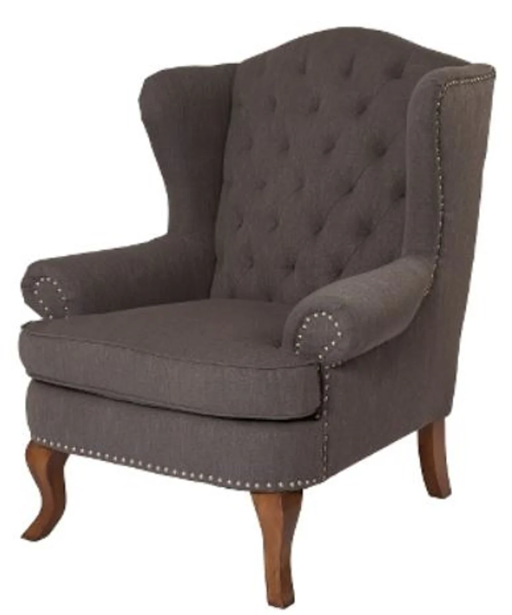 Casa Padrino Luxury Chesterfield Ears Armchair Dark Gray 87 x 89 x H. 109 cm - Living Room Furniture