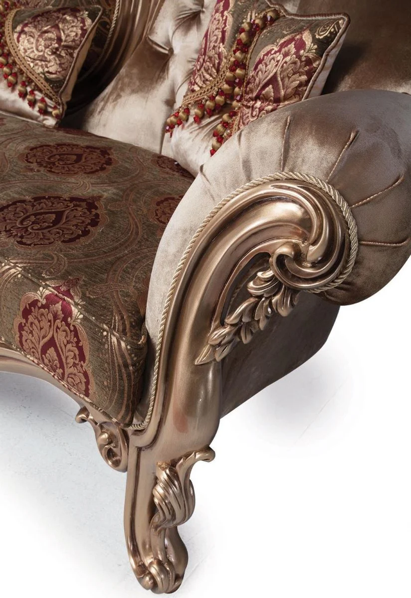 Casa Padrino sof¨¢ barroco de lujo bronce / marr¨®n / rojo burdeos 233 x 89 x A. 115 cm - Muebles de sal¨®n - Muebles Barrocos