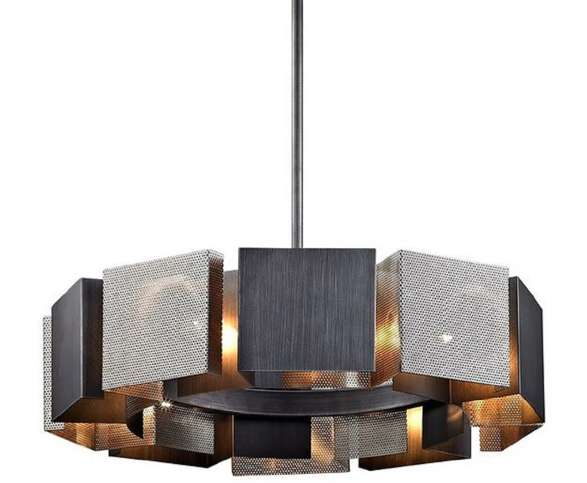 Casa Padrino araña de lujo grafito / plata Ø 69,9 x H. 18,4 cm - Colección de Lujo