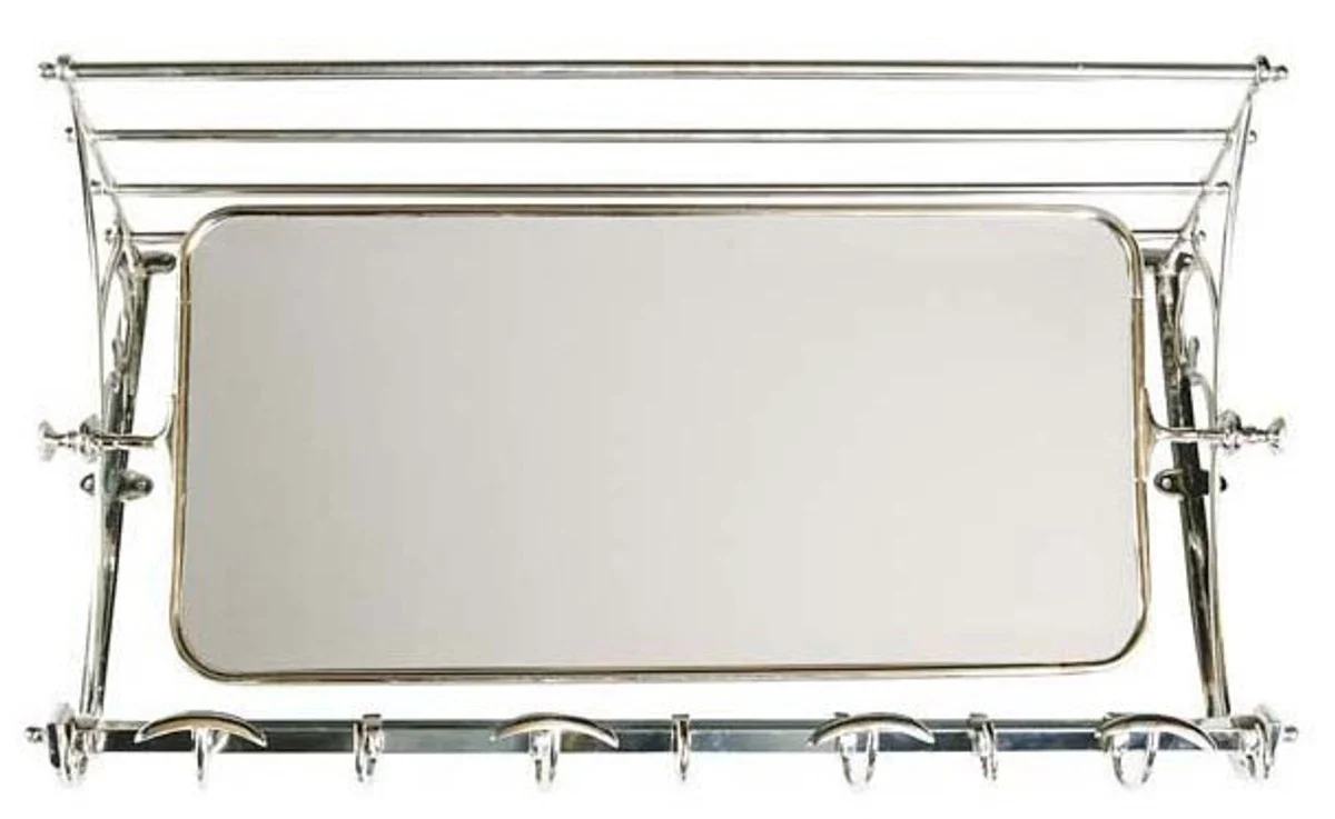 French luxury wall wardrobe with mirror silver color stainless steel wardrobes holder Mod Strasbourg - Wardrobe Antique style baroque Art Nouveau Hotel, Cafe Restuarant Furniture