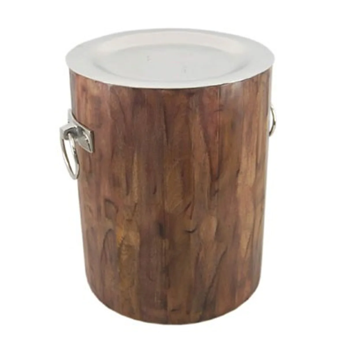 Casa Padrino Vintage Side Table wood / aluminum 38 x H 46 cm - Art Nouveau Table Art Deco