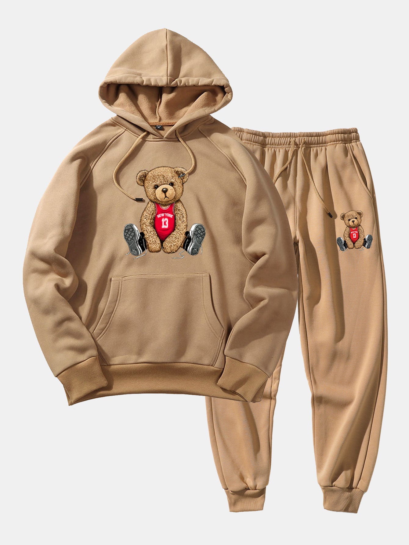 New York Bear Print Hoodie & Jogger Pants