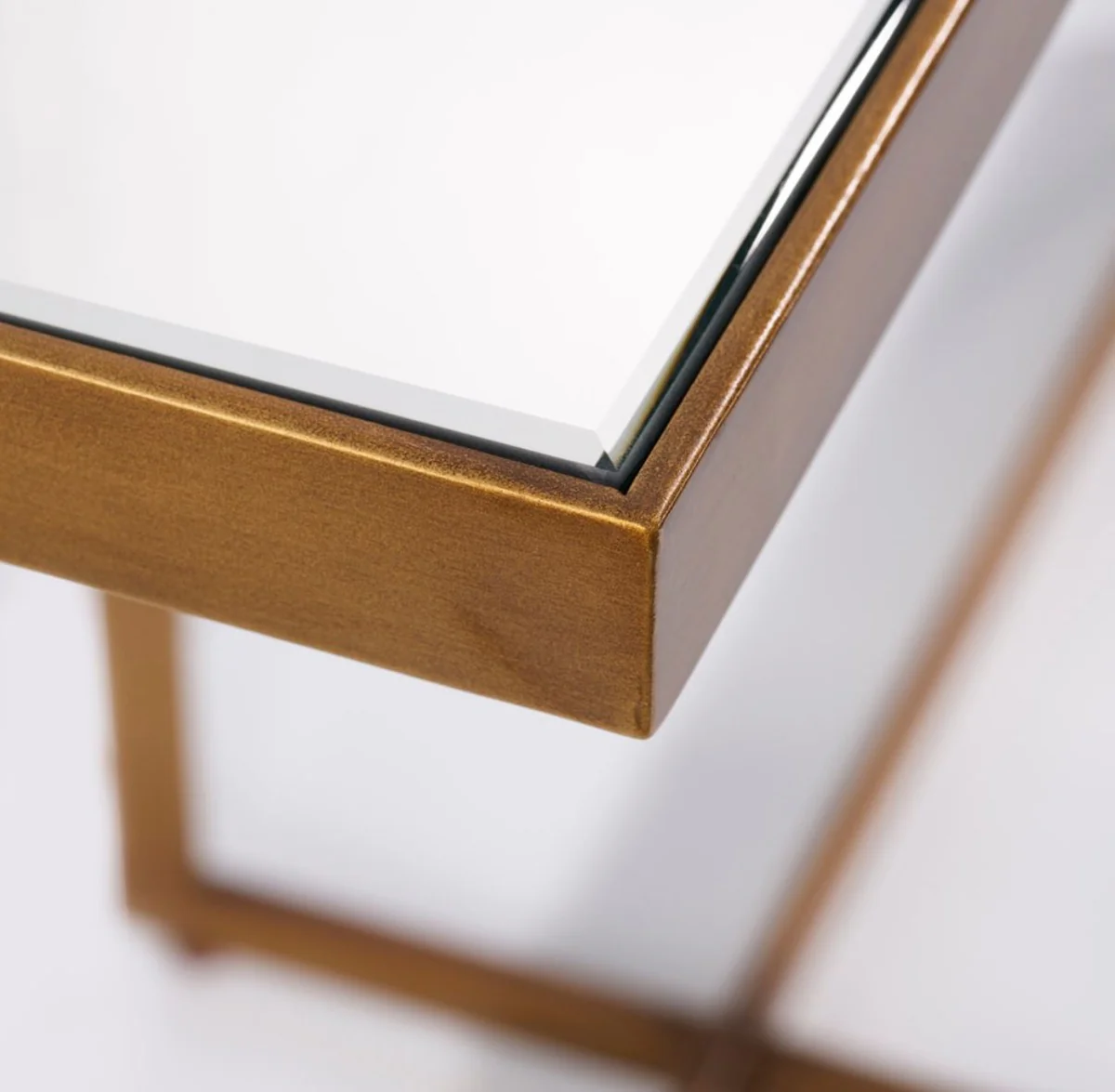 Casa Padrino Consola de Lujo Bronce 120 x 40 x A. 77 cm - Mesa Consola Rectangular de Metal con Vidrio Espejo - Muebles de Sal¨®n