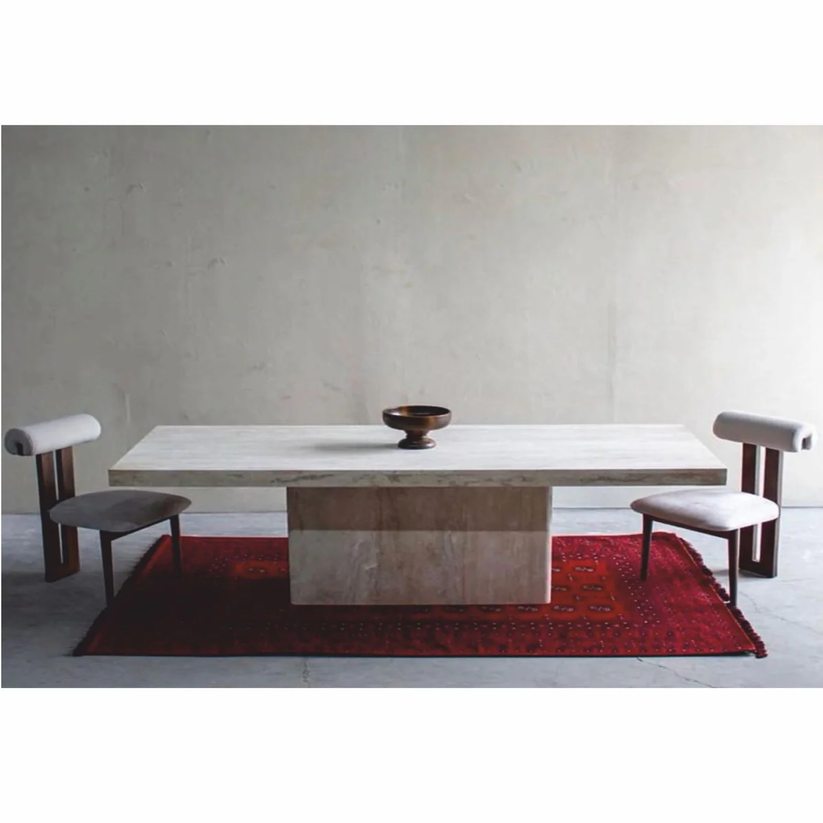 Casa Padrino mesa de comedor de lujo de piedra natural travertino beige 220 cm - Muebles de comedor