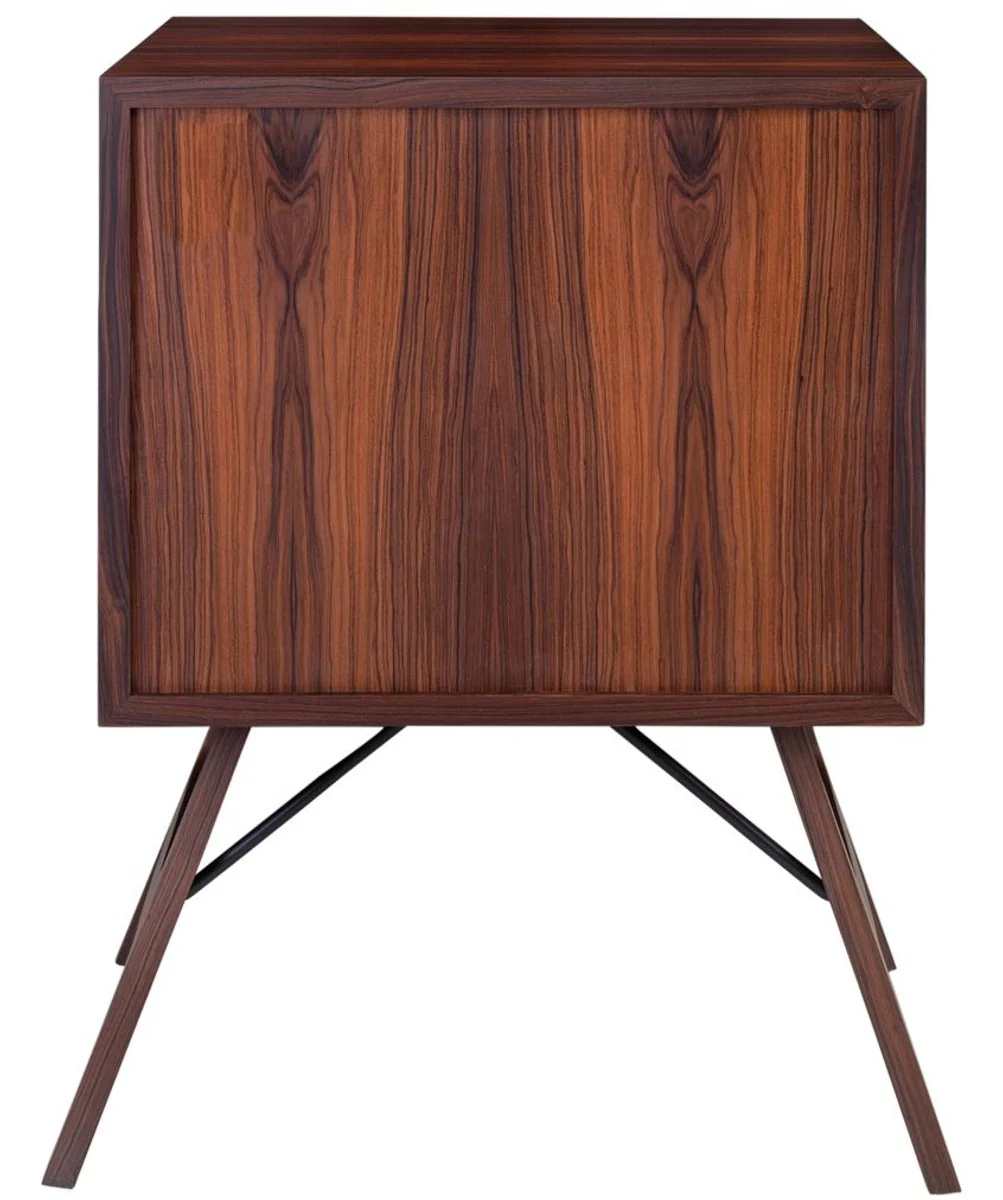 Casa Padrino mesa de noche de chapa de palo de rosa de lujo con cajón marrón 50 x 40 x H. 70 cm - Muebles de Dormitorio