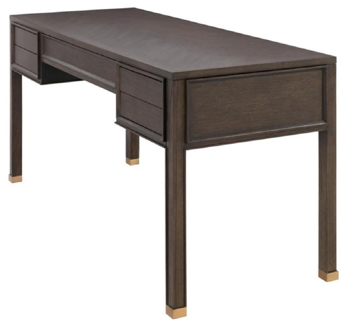 Casa Padrino escritorio de lujo con 5 cajones marr¨®n / lat¨®n 161 x 65,5 x H. 78,5 cm - Muebles de Oficina
