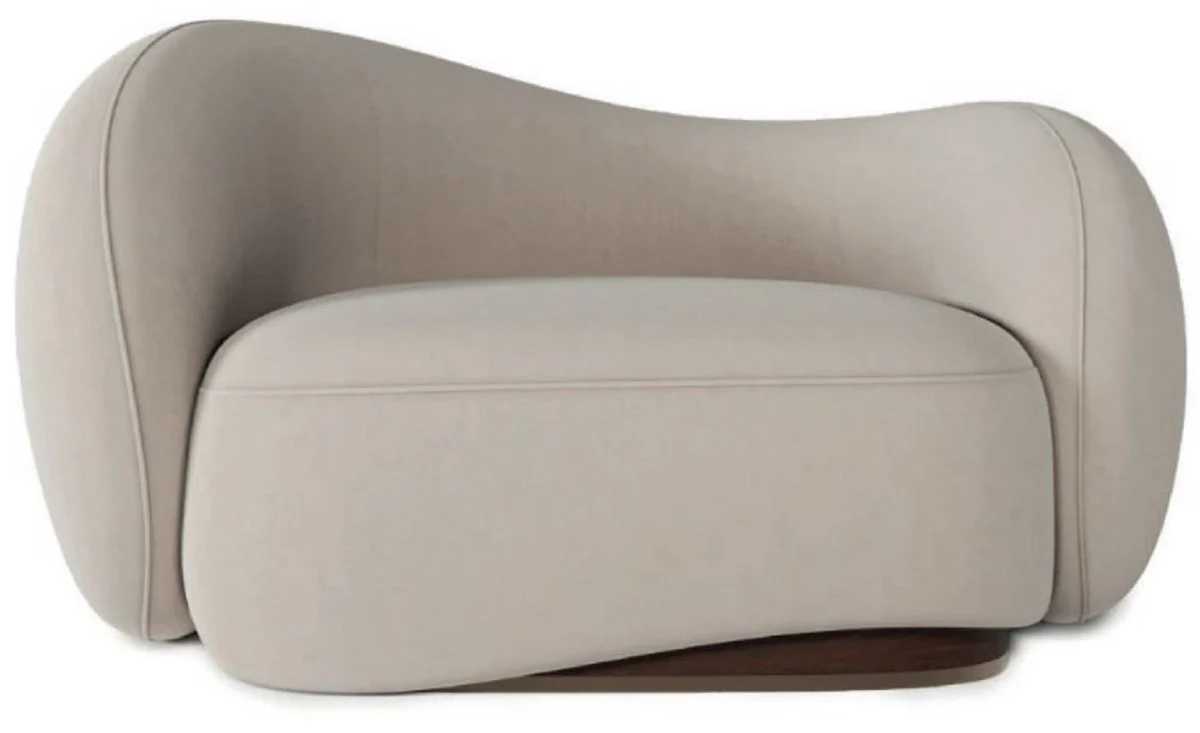 Casa Padrino sill¨®n de terciopelo de lujo lado izquierdo gris / marr¨®n oscuro / lat¨®n 110 x 105 x A. 78 cm - Sill¨®n de sal¨®n - Sill¨®n de hotel - Muebles de sal¨®n - Muebles de hotel - Muebles de lujo