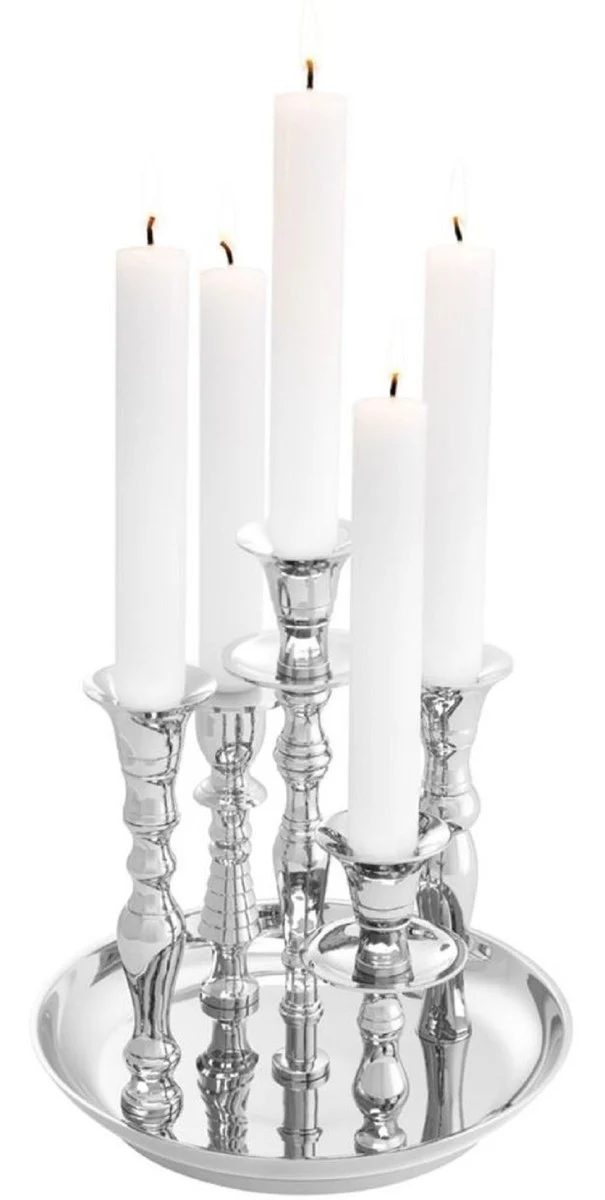 Casa Padrino candelero de lat¨®n de lujo plata ? 22 x H. 23,5 cm - Accesorios de Hotel y Restaurante