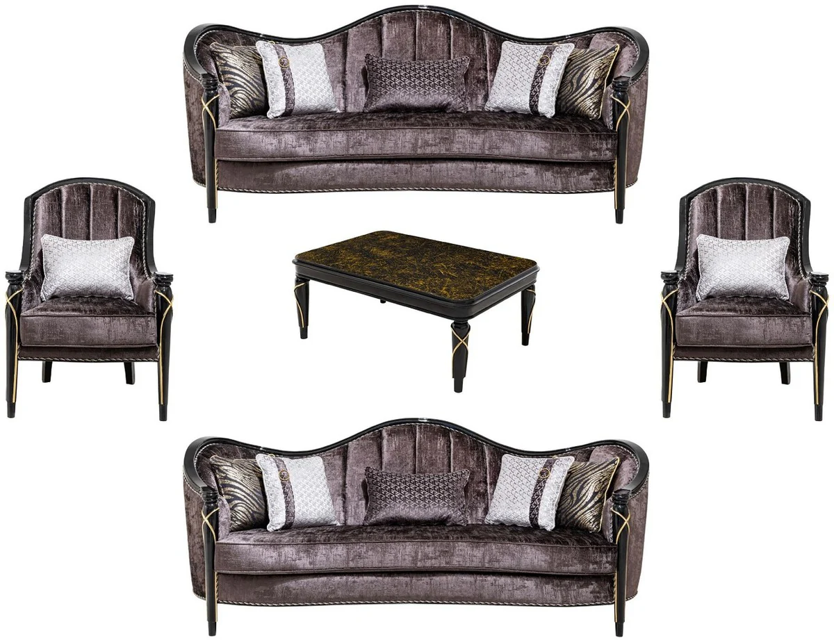 Casa Padrino conjunto de muebles de sal¨®n barrocos de lujo p¨²rpura / negro / oro
