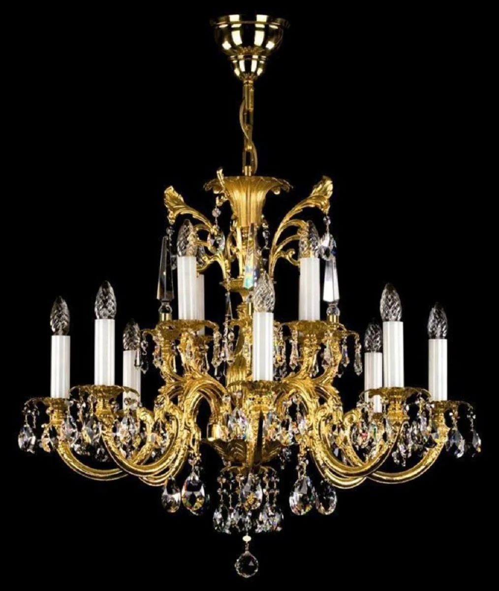 Casa Padrino araña de luces barroco de lujo oro Ø 84 x A. 67 cm - Magnífica lámpara de araña con cristal de Bohemia - Noble & Magnífica