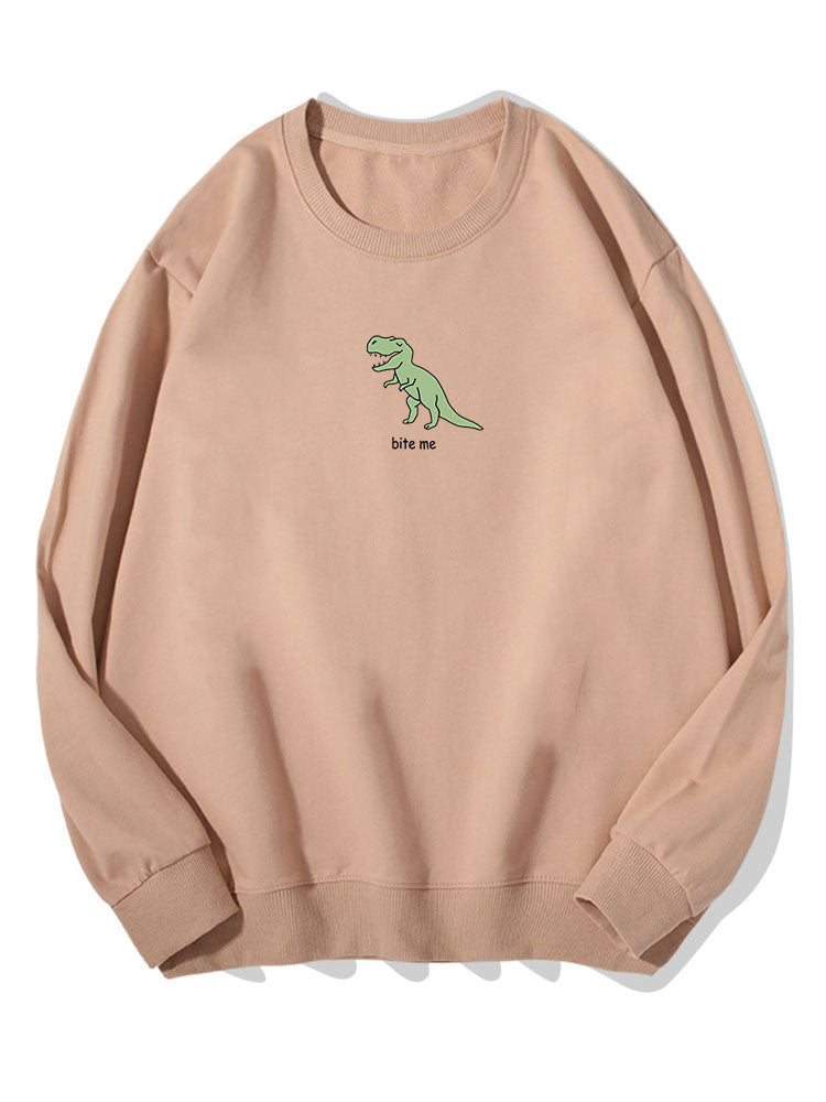 Cute Cartoon Dinosaur Print Cotton Sweatshirt