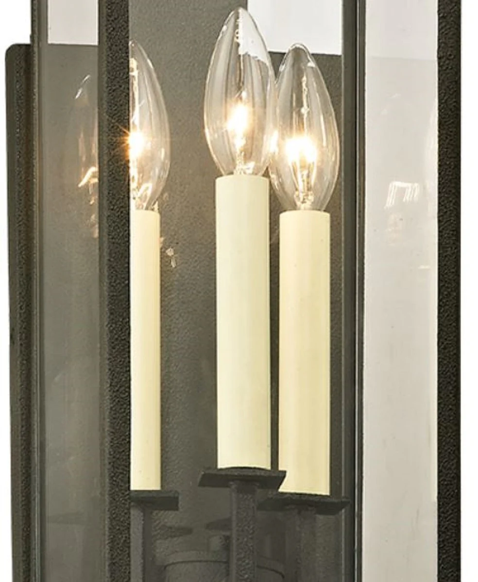 Casa Padrino lámpara de pared de lujo negro 15,2 x 18,4 x H. 54,6 cm - Lámpara de Pared para Interiores / Exteriores