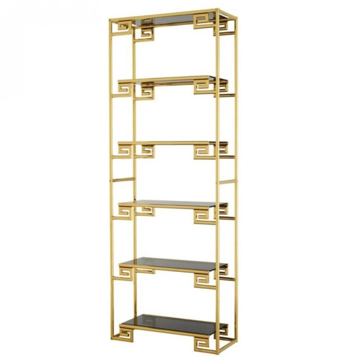 Casa Padrino luxury shelving cabinet gold with smoke glass - Luxury Quality