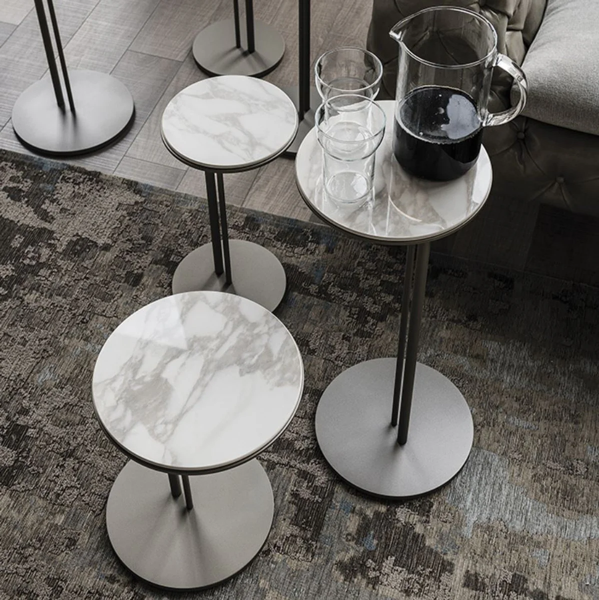 Casa Padrino alfombra de algodón de lujo beige / marrón / azul - Diferentes Tamaños - Alfombra de salón rectangular con estructura en relieve - Colección de Lujo