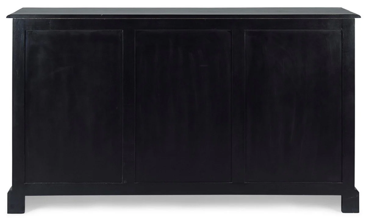 Casa Padrino aparador de estilo campestre negro antiguo 145 x 40 x A. 85 cm - Armario de estilo campestre con 3 puertas y 5 cajones - Muebles de estilo campestre - Interiores de estilo campestre