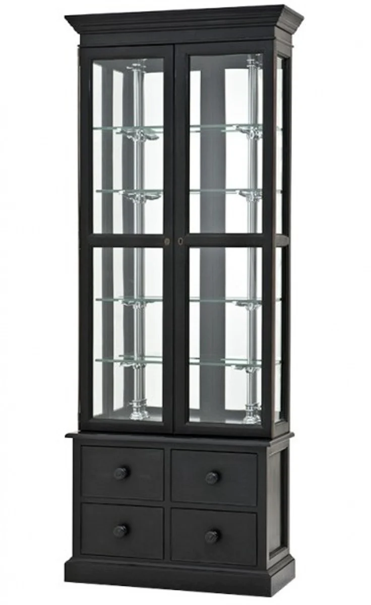 Luxury Glass display cabinet with drawers store equipment shop & hotel furniture Empo - Luxury category - Oak - Antique Black Finish - Display cabinet