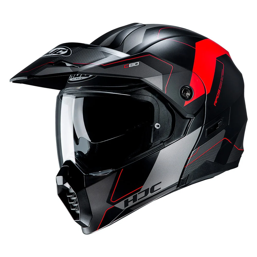CASCO TRAIL MODULAR HJC C80 ROX NEGRO / ROJO