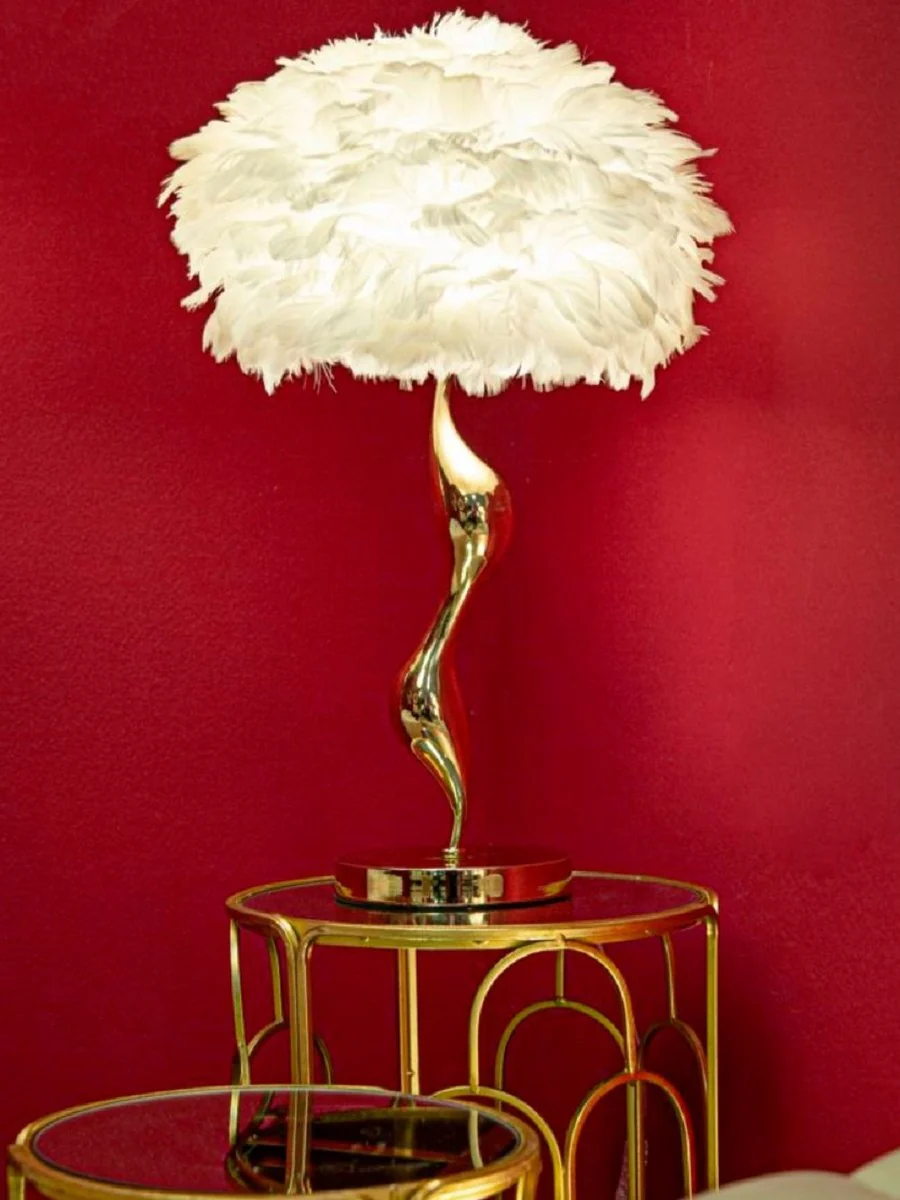 Casa Padrino l¨¢mpara de mesa de lujo oro / blanco ? 40 x A. 63 cm