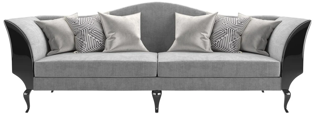 Casa Padrino sof¨¢ de sal¨®n Art Deco de lujo gris / negro 255 x 92 x A. 100 cm - Calidad de Lujo - Muebles Art Deco