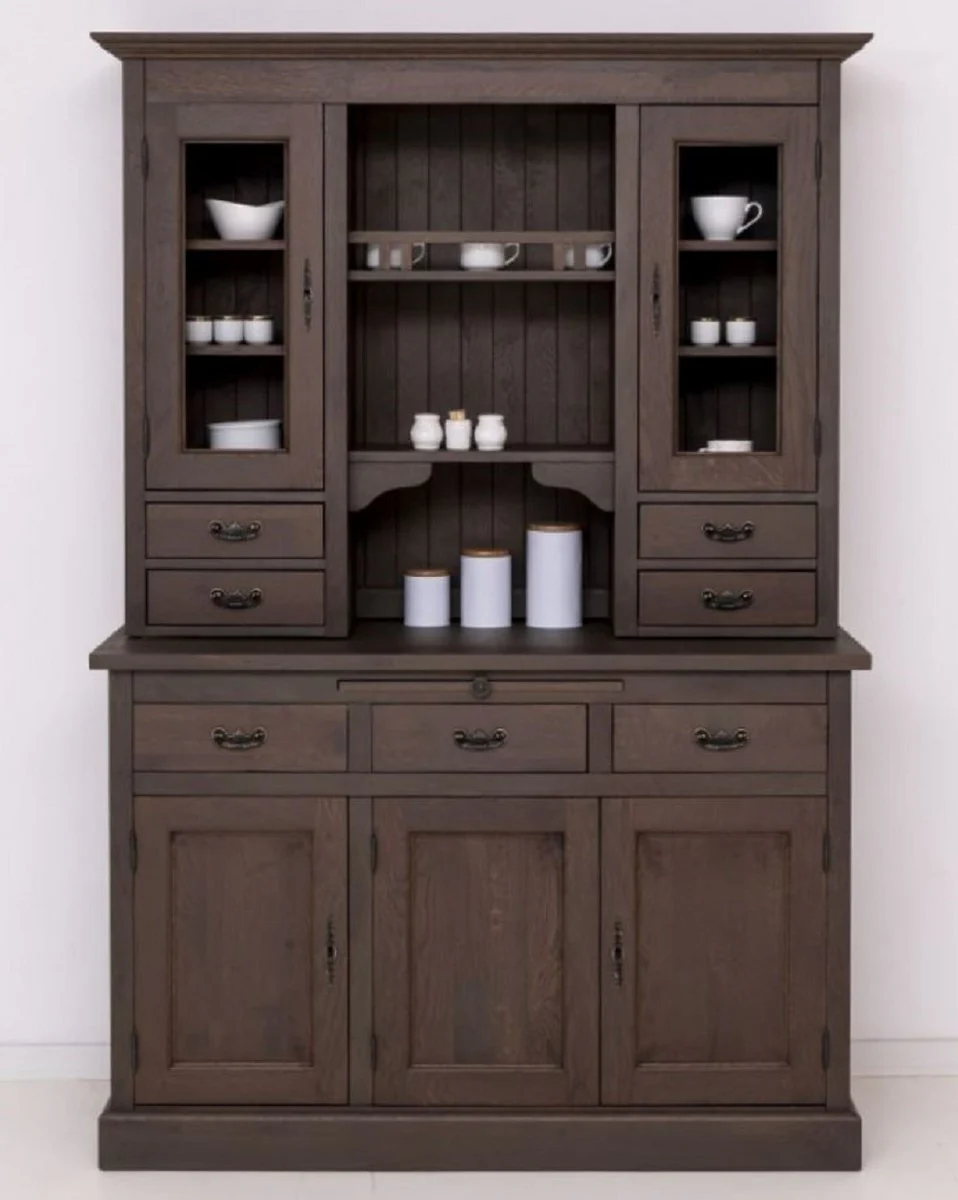 Casa Padrino armario de comedor de estilo campestre marr¨®n oscuro 138 x 50 x A. 197 cm - Armario de cocina de madera maciza - Muebles de comedor en estilo campestre