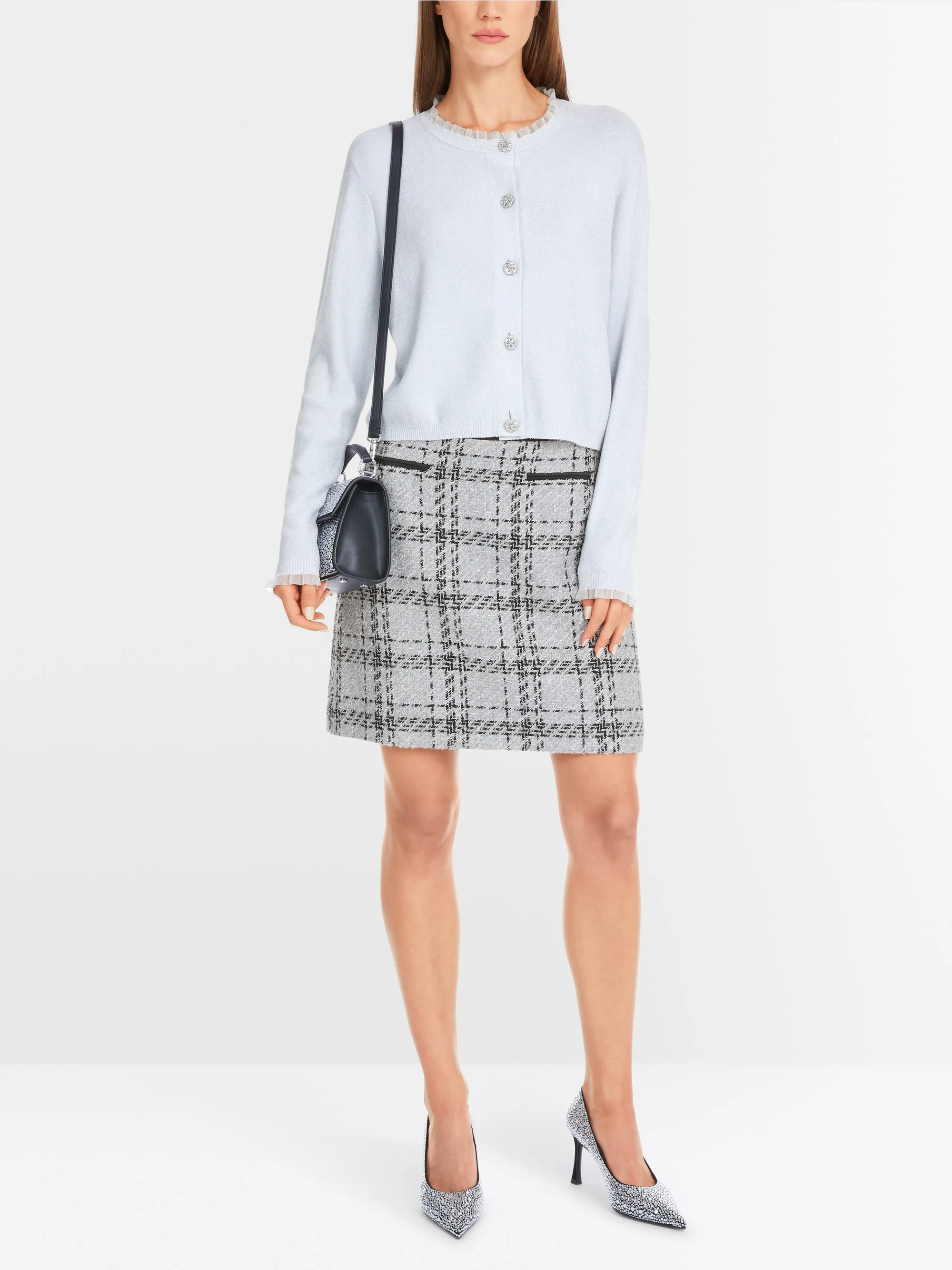 Marc-Cain Glitter cardigan with ruffles