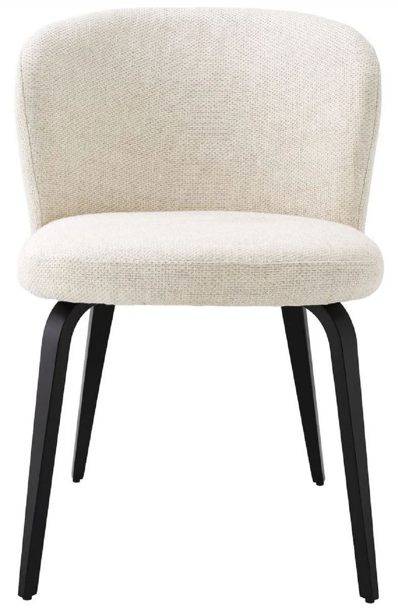 Casa Padrino silla de comedor de lujo natural / negro 57 x 69 x A. 81 cm - Silla de cocina tapizada en dise?o retro - Muebles de comedor retro de lujo