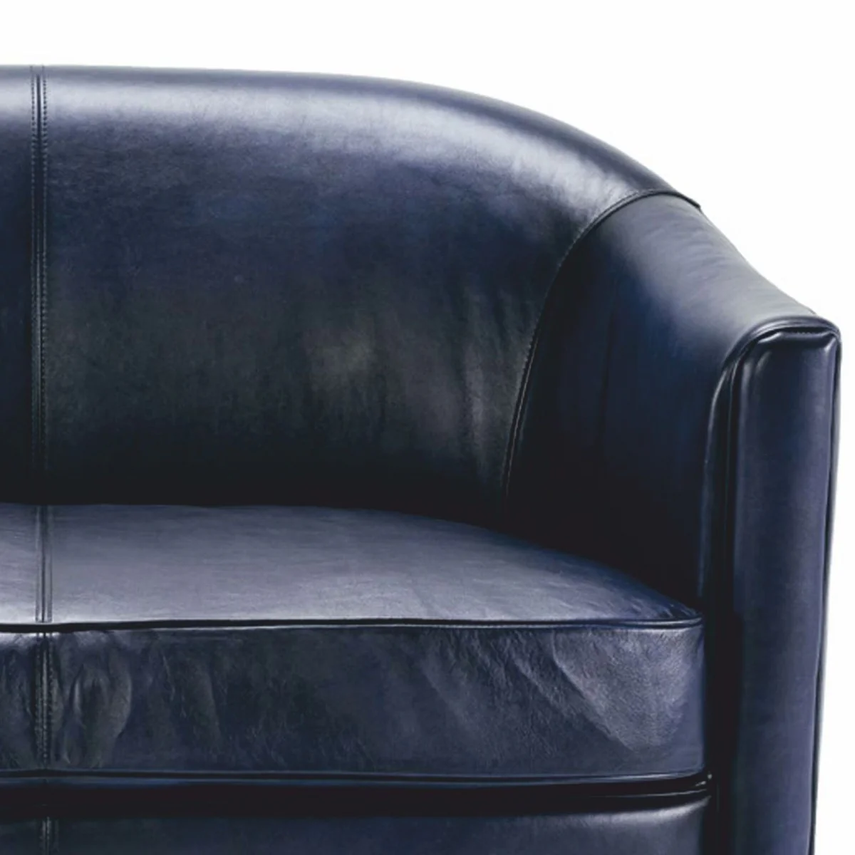 Casa Padrino sof¨¢ de cuero de lujo azul / negro 120 cm - Muebles de cuero genuino