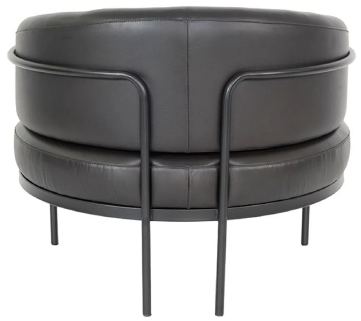 Casa Padrino sill¨®n de cuero de lujo negro 86 x 71 x A. 69 cm - Sill¨®n de sal¨®n de cuero genuino - Muebles de cuero genuino - Muebles de lujo