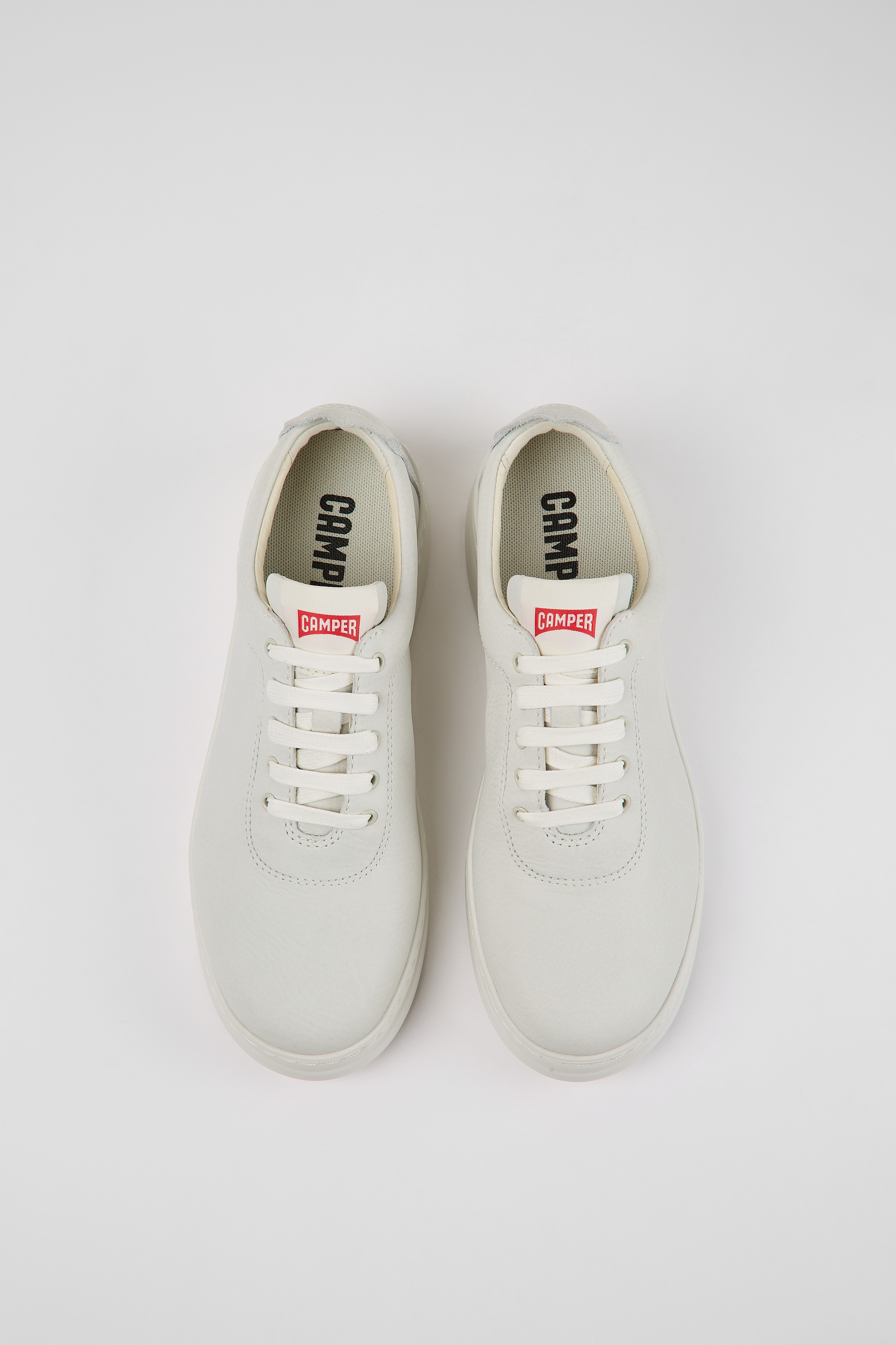 Runner Up - White non-dyed leather sneakers for women