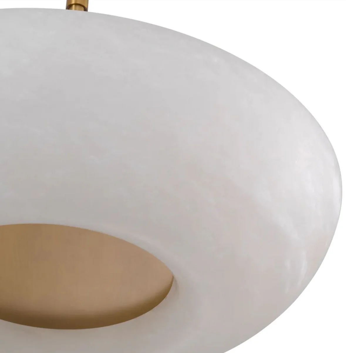 Casa Padrino lámpara colgante de lujo alabastro / latón antiguo Ø 60 x A. 15 cm - Lámpara colgante de metal con pantalla redonda de alabastro - Iluminación de lujo - Calidad de lujo