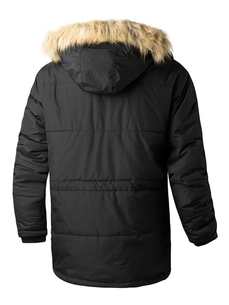 Faux Fur Collar Detachable Hooded Coat