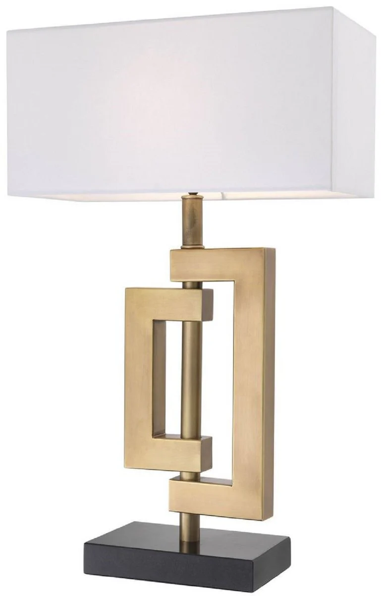 Casa Padrino lámpara de mesa de diseño con base de granito latón antiguo / negro / blanco 40 x 20 x A. 64 cm - Colección de Lujo